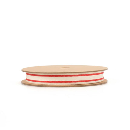 5/8" Cotton Ribbon | "Striped" White/Red | 20 Yard Roll LaRibbons and Crafts
