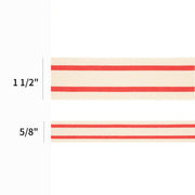 1 1/2" Cotton Ribbon | "Striped" White/Red | 20 Yard Roll