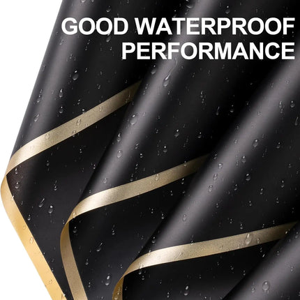 Premium 58x58cm Black matte floral wrapping, gold edge, for florists and creating dramatic, high-end bouquets.