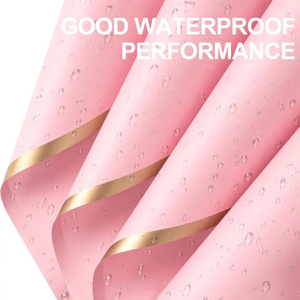 Premium 58x58cm Wild Rose matte floral wrapping, gold edge, for florists and elegant gift presentation.