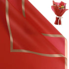 58x58cm Red Matte Floral Sheets with Gold Edge, ideal for festive bouquet wrapping and gift packaging.
