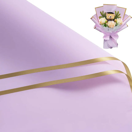58x58cm Lilac Matte Floral Sheets with Gold Edge, ideal for elegant bouquet wrapping.