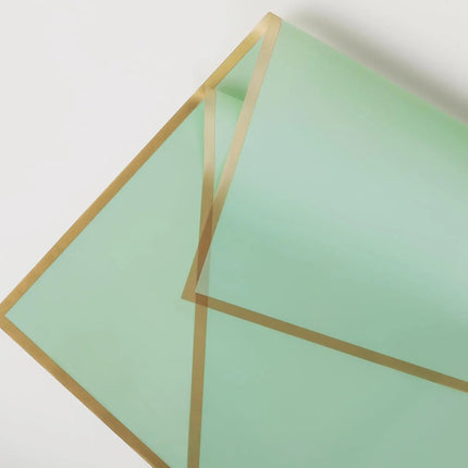 Sage matte floral wrapping sheets (58x58cm), gold edge, perfect for gift packaging.