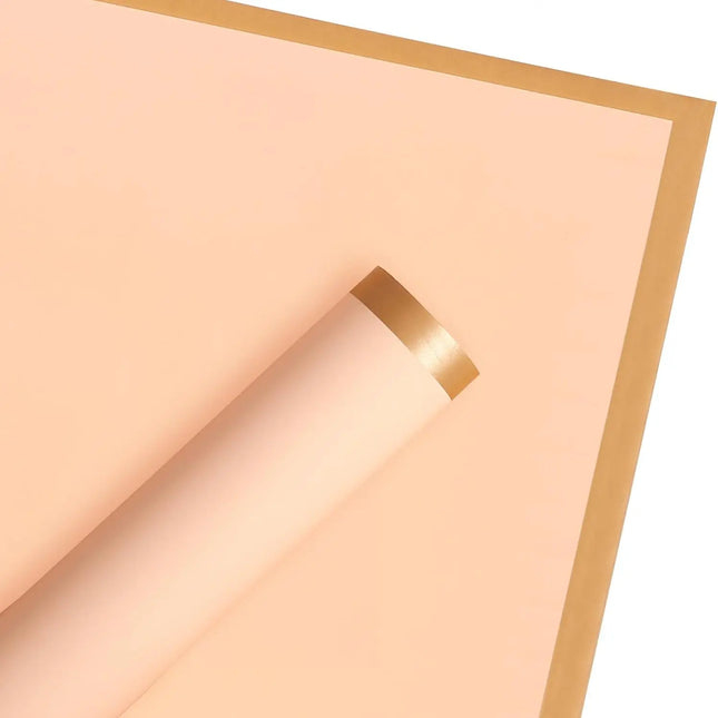 Champagne matte floral wrapping sheets (59x59cm), gold edge, perfect for gift packaging.