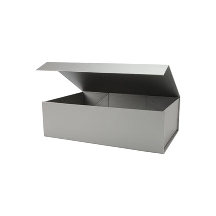 14" X 9" X 4.3" Collapsible Gift Box with Magnetic Closure - Silver LaRibbons and Crafts