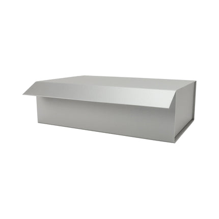 14" X 9" X 4.3" Collapsible Gift Box with Magnetic Closure - Silver LaRibbons and Crafts