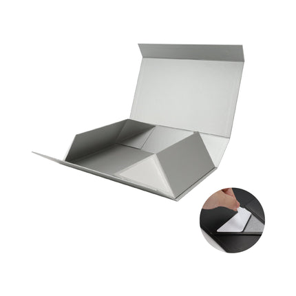 14" X 9" X 4.3" Collapsible Gift Box with Magnetic Closure - Silver LaRibbons and Crafts