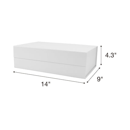 14" X 9" X 4.3" Collapsible Gift Box with Magnetic Closure - White LaRibbons and Crafts
