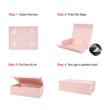 14" X 9" X 4.3" Collapsible Gift Box with Magnetic Closure - Pink LaRibbons and Crafts