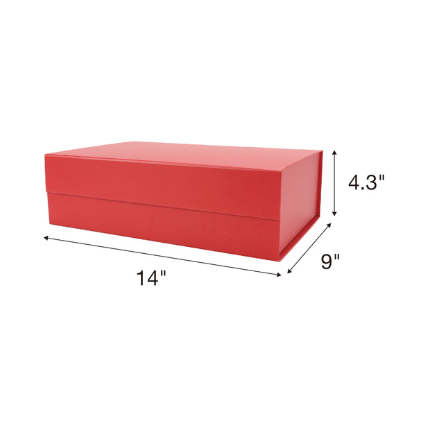 14" X 9" X 4.3" Collapsible Gift Box with Magnetic Closure - Red
