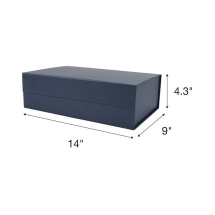 14" X 9" X 4.3" Collapsible Gift Box with Magnetic Closure - Navy LaRibbons and Crafts