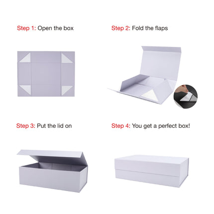 14" X 9" X 4.3" Collapsible Gift Box with Magnetic Closure - Purple LaRibbons and Crafts