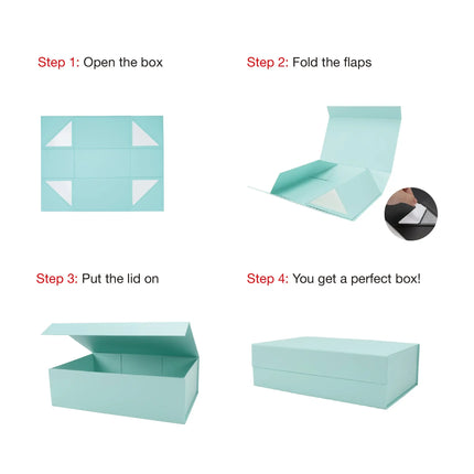 14" X 9" X 4.3" Collapsible Gift Box with Magnetic Closure - Mint LaRibbons and Crafts