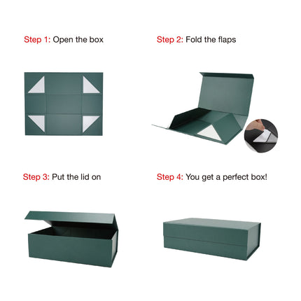 14" X 9" X 4.3" Collapsible Gift Box with Magnetic Closure - Green LaRibbons and Crafts