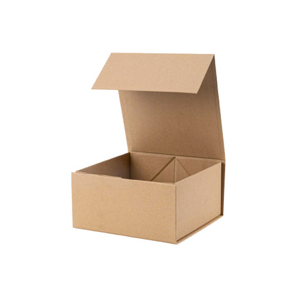 8" x 8" x 4" Collapsable Gift Box w/ Magnetic Square Flap Lid | Kraft LaRibbons Wholesale