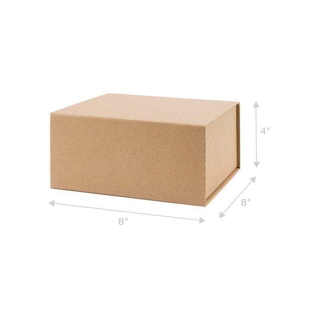 8" x 8" x 4" Collapsable Gift Box w/ Magnetic Square Flap Lid | Kraft LaRibbons Wholesale