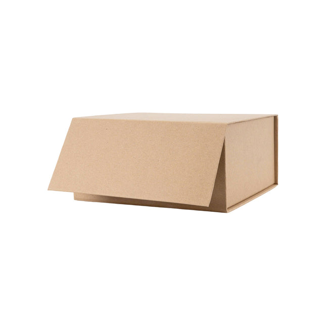 8" x 8" x 4" Collapsable Gift Box w/ Magnetic Square Flap Lid | Kraft LaRibbons Wholesale