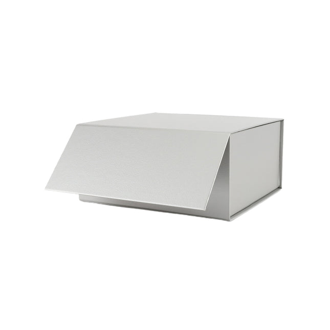 8" x 8" x 4" Collapsible Gift Box w/ Magnetic Square Flap Lid - Silver