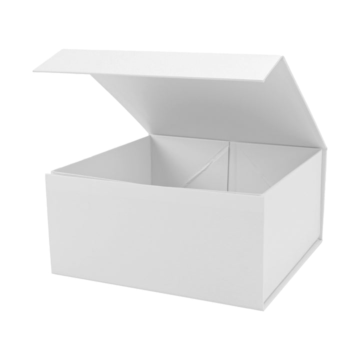 8" x 8" x 4" Collapsible Gift Box w/ Magnetic Square Flap Lid - White