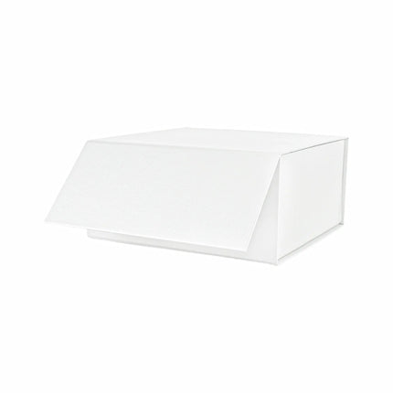 A plain white open gift box, ideal for organizing and gifting items, suitable for festive packaging and craft projects.