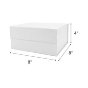 8" x 8" x 4" Collapsible Gift Box w/ Magnetic Square Flap Lid - White