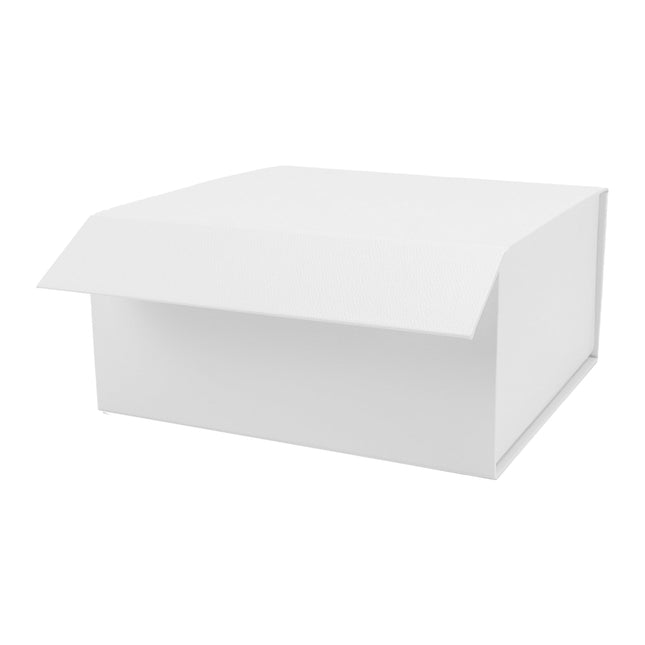 8" x 8" x 4" Collapsible Gift Box w/ Magnetic Square Flap Lid - White LaRibbons and Crafts