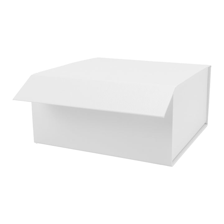 8" x 8" x 4" Collapsible Gift Box w/ Magnetic Square Flap Lid - White