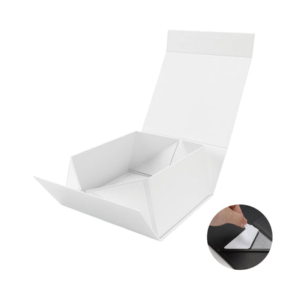 8" x 8" x 4" Collapsible Gift Box w/ Magnetic Square Flap Lid - White LaRibbons and Crafts