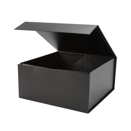 8" x 8" x 4" Collapsible Gift Box w/ Magnetic Square Flap Lid - Black LaRibbons and Crafts