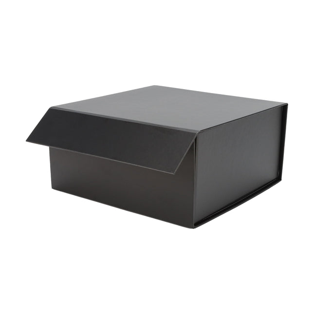 8" x 8" x 4" Collapsible Gift Box w/ Magnetic Square Flap Lid - Black LaRibbons and Crafts