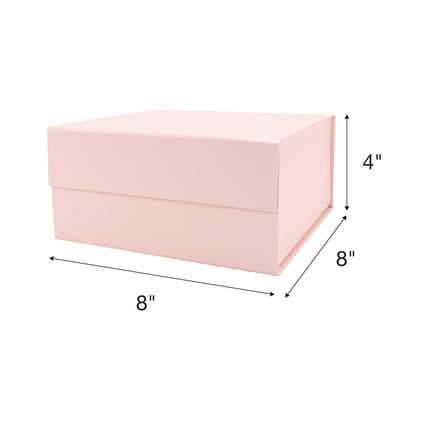 8" x 8" x 4" Collapsible Gift Box w/ Magnetic Square Flap Lid - Pink LaRibbons and Crafts
