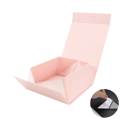 8" x 8" x 4" Collapsible Gift Box w/ Magnetic Square Flap Lid - Pink LaRibbons and Crafts