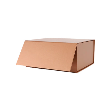 8" x 8" x 4" Collapsable Gift Box w/ 2-pcs White Tissue Paper & Magnetic Square Flap Lid | Rose Gold LaRibbons and Crafts