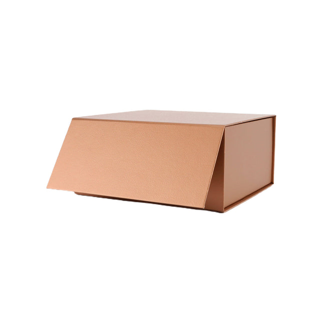 8" x 8" x 4" Collapsable Gift Box w/ 2-pcs White Tissue Paper & Magnetic Square Flap Lid | Rose Gold LaRibbons and Crafts