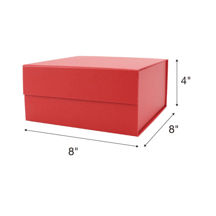 8" x 8" x 4" Collapsible Gift Box w/ Magnetic Square Flap Lid - Red LaRibbons and Crafts