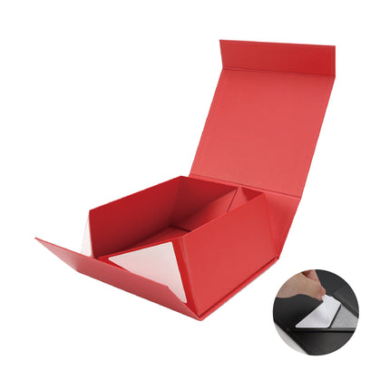 8" x 8" x 4" Collapsible Gift Box w/ Magnetic Square Flap Lid - Red LaRibbons and Crafts