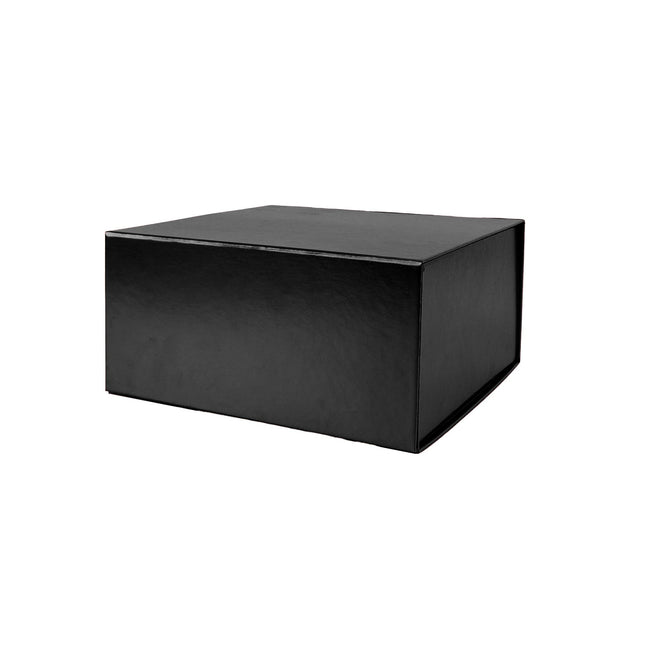 8"x 8" x 4" Collapsible Gift Box w/ Magnetic Square Flap Lid | Metallic Matte Black LaRibbons and Crafts