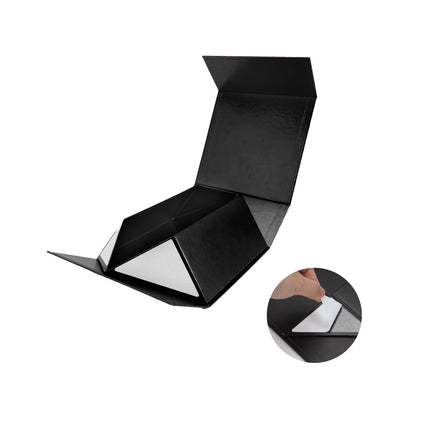 8"x 8" x 4" Collapsible Gift Box w/ Magnetic Square Flap Lid | Metallic Matte Black LaRibbons and Crafts