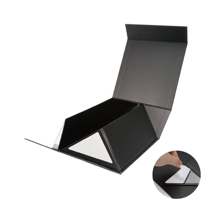 8"x 8" x 4" Collapsible Gift Box w/ Magnetic Square Flap Lid | Metallic Matte Black LaRibbons and Crafts