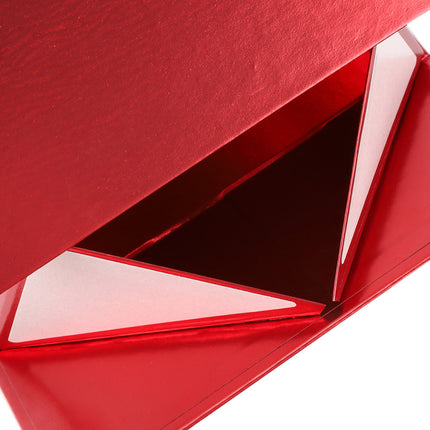 8"x 8" x 4" Collapsible Gift Box w/ Magnetic Square Flap Lid | Metallic Matte Red LaRibbons and Crafts