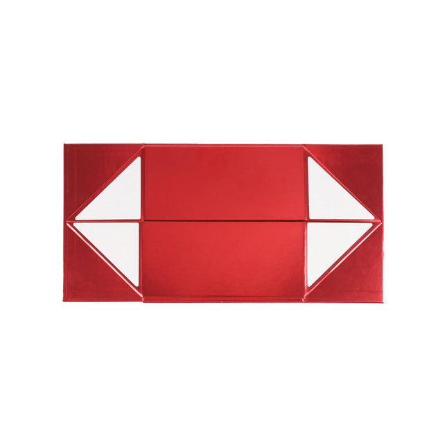 8"x 8" x 4" Collapsible Gift Box w/ Magnetic Square Flap Lid | Metallic Matte Red LaRibbons and Crafts