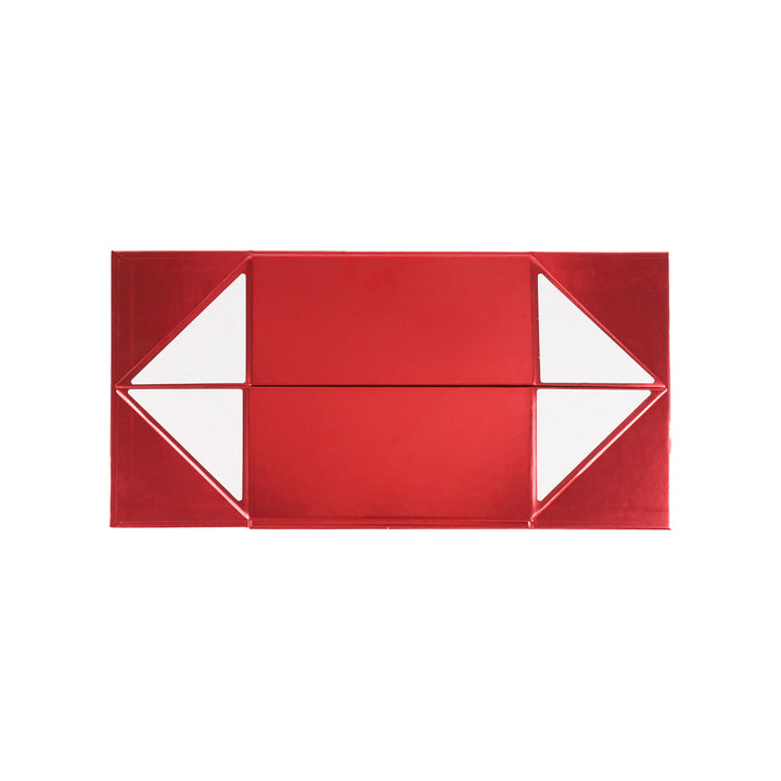 8"x 8" x 4" Collapsible Gift Box w/ Magnetic Square Flap Lid | Metallic Matte Red