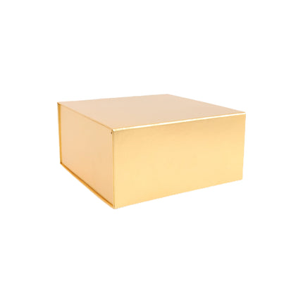 8"x 8" x 4" Collapsable Gift Box w/ Magnetic Square Flap Lid | Metallic Matte Gold LaRibbons and Crafts