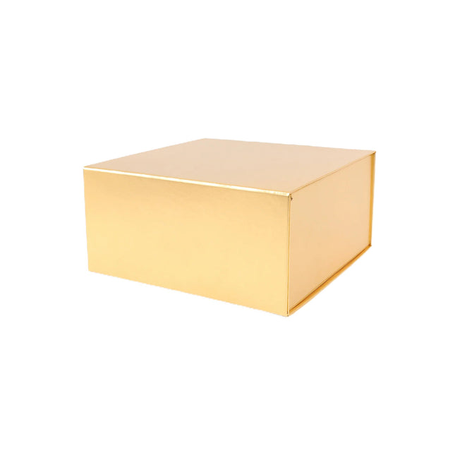 8"x 8" x 4" Collapsable Gift Box w/ Magnetic Square Flap Lid | Metallic Matte Gold LaRibbons and Crafts