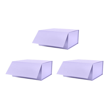 8" x 8" x 4" Collapsable Gift Box w/ Magnetic Square Flap Lid (3-pack) | Purple LaRibbons and Crafts