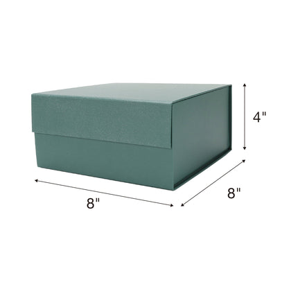 8" x 8" x 4" Collapsible Gift Box w/ Magnetic Square Flap Lid - Forest Green LaRibbons and Crafts