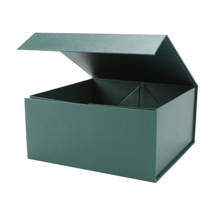 8" x 8" x 4" Collapsible Gift Box w/ Magnetic Square Flap Lid - Forest Green LaRibbons and Crafts