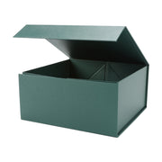 8" x 8" x 4" Collapsible Gift Box w/ Magnetic Square Flap Lid - Forest Green