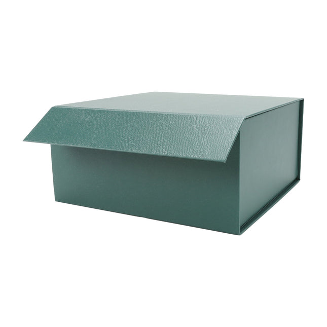 8" x 8" x 4" Collapsible Gift Box w/ Magnetic Square Flap Lid - Forest Green LaRibbons and Crafts