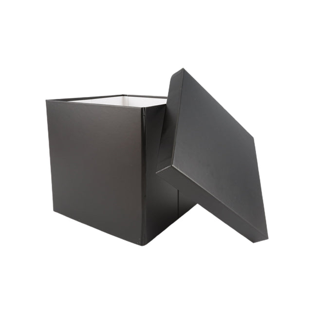 9"x 9" x 9" Collapsable Gift Box w/ Removable Lid | Metallic Matte Black LaRibbons and Crafts